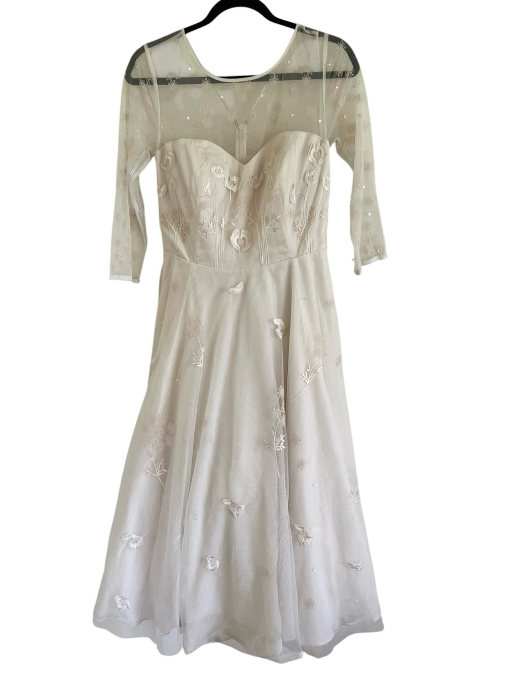 ModCloth Beige Dream Celebration Fit & Flare Floral Lace Wedding Dress NWT Med